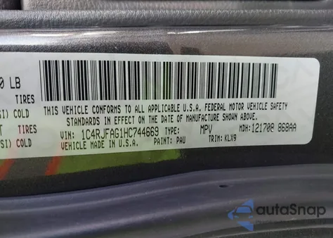 2017 Jeep Grand Cherokee Altitude 4X4 z USA, uszkodzony, nr VIN 1C4RJFAG1HC744669